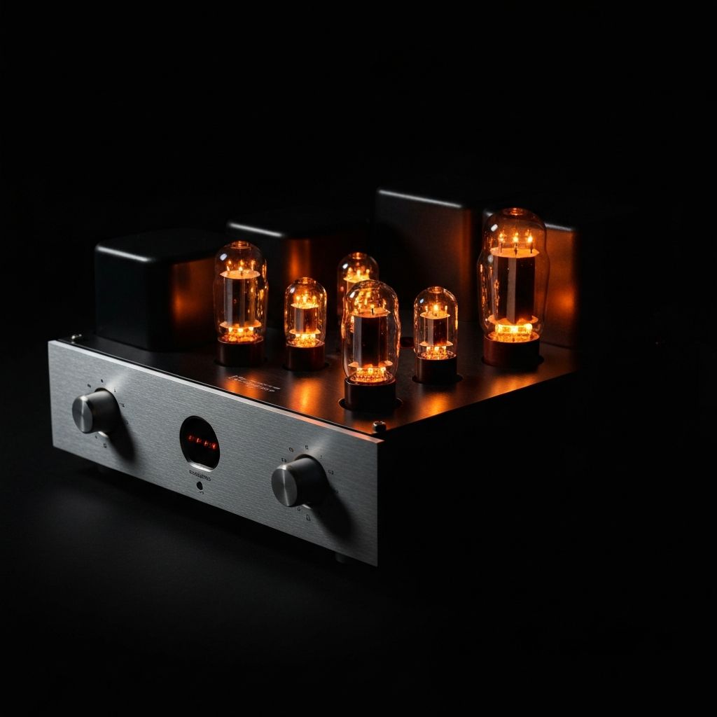 Vintage McIntosh tube amplifier glowing in the dark